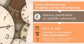 Oddaja zahtevkov za izplačilo subvencije za skrajšani polni delovni čas možna tudi za november