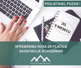 Podjetniki pozor: po novem je rok za plačilo akontacije dohodnine 20. v mesecu