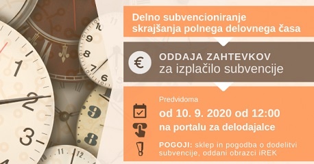 Oddaja zahtevkov za izplačilo subvencije za skrajšani polni delovni čas
