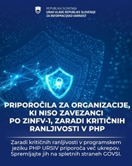 Priporočila za organizacije, ki niso zavezanci po ZInfV-1, zaradi kritičnih ranljivosti v PHP